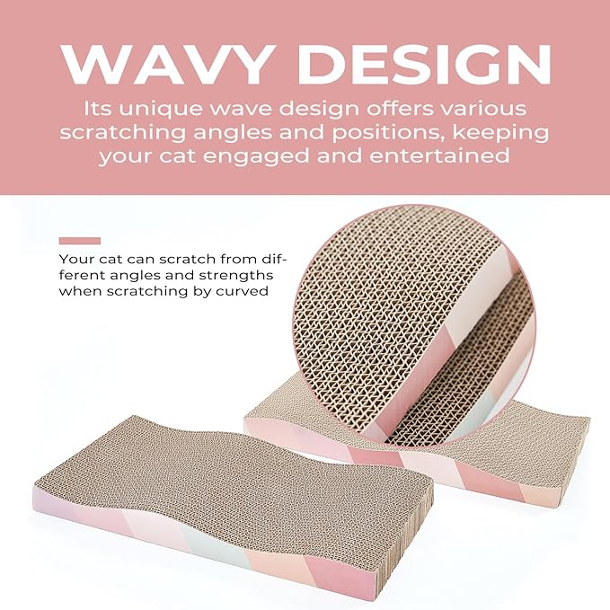 Cat Scratching Pads Cardboard Cat Scratchers for Indoor Cats Reversible Large Wide Corrugated with Catnip and Mini Toy(5pcs)