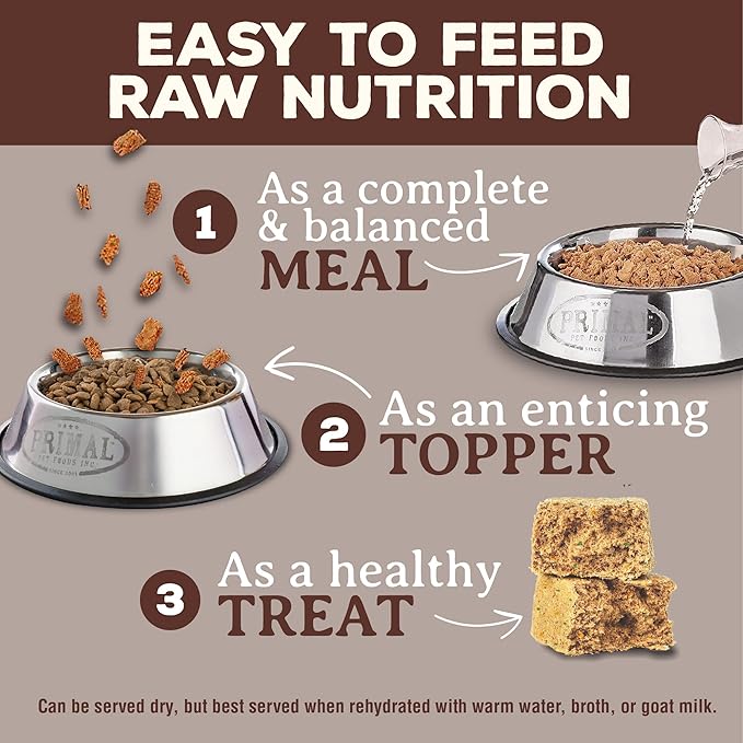 Primal Freeze Dried Raw Dog Food Nuggets, Venison, Complete &amp; Balanced Meal, Also Use as Topper or Treat, Premium, Healthy, Grain Free, High Protein Raw Dog Food, 14 oz