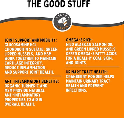 Multivitamin Dog Supplement – 10 in 1 with Omega Fish Oil &amp; Glucosamine for Improved Joint &amp; Skin Support, Gut, Digestion &amp; Immune Everyday Health (120 Chewable Treats)