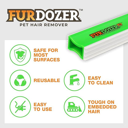 FurDozer X3 MINI Pet Hair Remover &amp; Auto Detailing Tool - Cat &amp; Dog Hair Remover for Carpets, Car Interiors, Couches, Bedding, &amp; Pet Furniture - Reusable Pet Hair Removal Tool for Dog Fur &amp; Lint, 3.5"