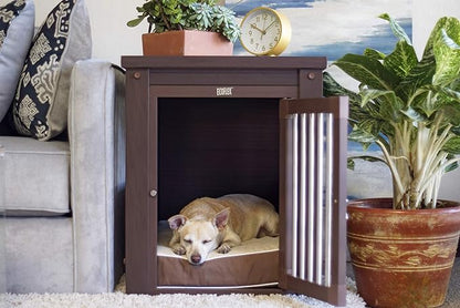New Age Pet ECOFLEX Dog Crate End Table - Furniture-Style Pet Crate for Crate Trained Dogs - Stainless Steel Tubing &amp; a Latched Closure - 10 Year Manufacturer&