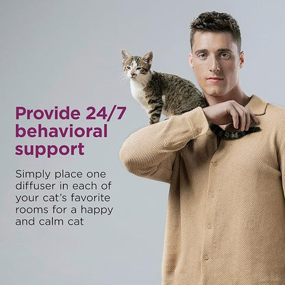 Comfort Zone 60 Day Starter Kit: 1 Cat Calming Diffuser &amp; 2 Refills; Cat Pheromones Help Anxiety; Reduce Stress, Urine Marking, Scratching