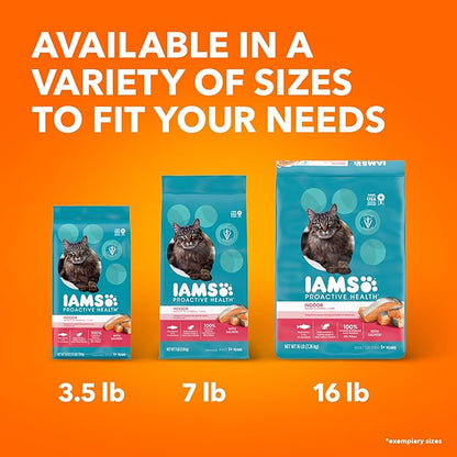 IAMS Proactive Health Indoor Weight Control &amp; Hairball Care Adult Dry Cat Food, Salmon Recipe, 3.5 lb. Bag