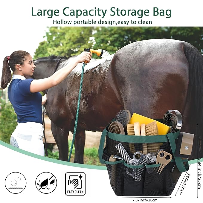 Horse Grooming Kit 13 Piece, Horse Brushes for Grooming Supplies Set with Organizer Bag, Horse Brush &amp; Curry Comb for Effective Cleaning, Gift for Horses Riders Beginners
