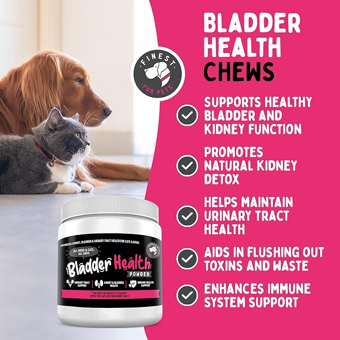 Bladder Health Dog &amp; Cat UTI Remedy - Cranberry Supplement for Pet, Bladder, Kidney Support &amp; Urinary Tract Health Powder with Cranberry &amp; D-Mannose (120g - 120 Scoops)