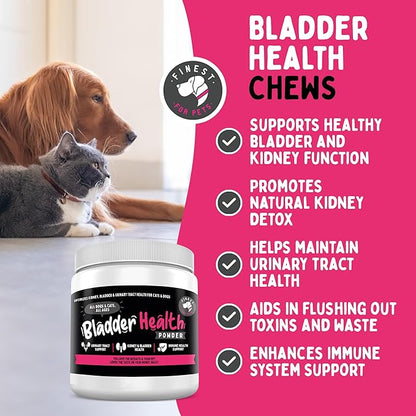 Bladder Health Dog &amp; Cat UTI Remedy - Cranberry Supplement for Pet, Bladder, Kidney Support &amp; Urinary Tract Health Powder with Cranberry &amp; D-Mannose (120g - 120 Scoops)