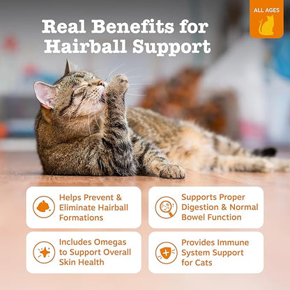 Zesty Paws Hairball Bites for Cats - Cat Furball Support - Functional Supplement with Omega 3 Fish Oil EPA &amp; DHA + Zinc, Biotin &amp; Psyllium Husk - Supports Gut &amp; Skin Health - 60 Count