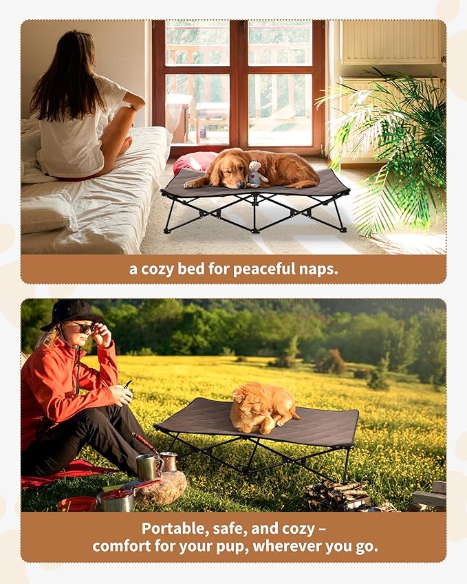 KingCamp Elevated Dog Bed for XL Dogs, Outdoor Raised Cooling Pet Cot Bed with Washable Breathable Mesh &amp; No-Slip Feet Perfect for Camping, Backyard, Indoor Use (XL, Black)