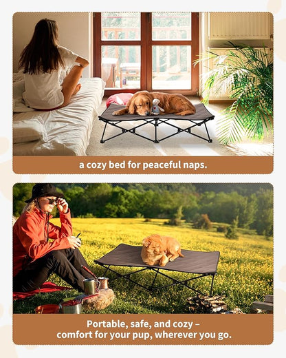 KingCamp Elevated Dog Bed for XL Dogs, Outdoor Raised Cooling Pet Cot Bed with Washable Breathable Mesh &amp; No-Slip Feet Perfect for Camping, Backyard, Indoor Use (XL, Black)