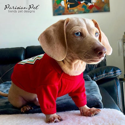 Parisian Pet Dog Shirt - Embroidered “I Put Ketchup on My Treats“ - 100% Cotton and Polyester Dog Clothes - Sleeved, Lightweight Costume for Dogs - Red Dog Shirts for Large Dogs - Pet Costumes - 3XL