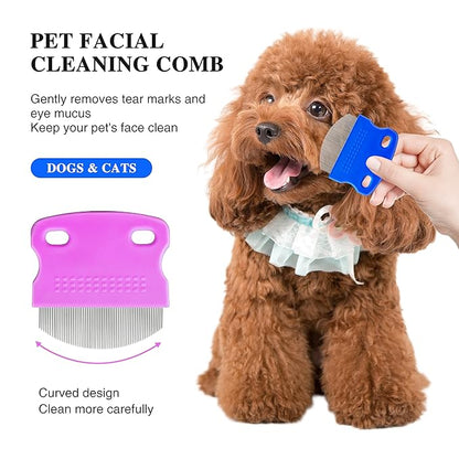 2 Pack Professional Eye Comb For Pets,Stainless Steel Tear Stain Remover For Cats &amp; Dogs,Gentle Round-Head Grooming Tool,Precisely Removes Stains, Dirt And Debris From The Eye Area