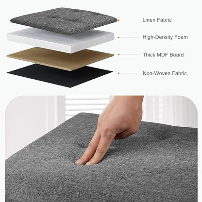 Sweetcrispy 43in Foldable Storage Ottoman Bench, Foot Rest Stool Storage Chest with Padded Seat, End of Bed Bedroom Bench for Living Room, Support 660lbs, Dawn Grey