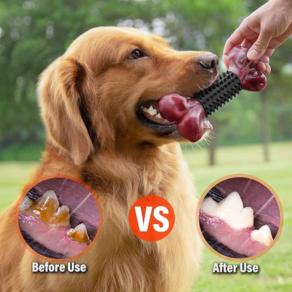 Apasiri Dog Toys for Aggressive Chewers with Bacon Flavor: 8" Indestructible Chew Bones for Large Breeds, Tough Nylon &amp; Rubber Dog Toys Keep Them Busy, Interactive Play - 2-Pack