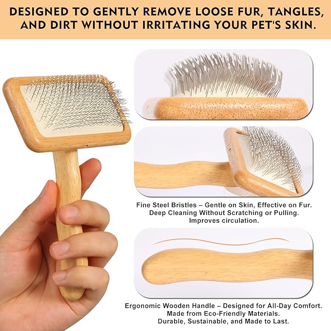 Dog Slicker Brush for Shedding &amp; Grooming - Professional Dog Brush and Cat Brush with Coated Tips &amp; Air-Cushion Design, Deshedding Tool Removes Undercoat Tangles &amp; Loose Fur for Long/Short Hair Pets