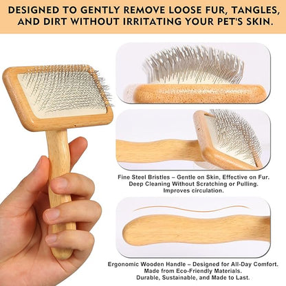 Dog Slicker Brush for Shedding &amp; Grooming - Professional Dog Brush and Cat Brush with Coated Tips &amp; Air-Cushion Design, Deshedding Tool Removes Undercoat Tangles &amp; Loose Fur for Long/Short Hair Pets