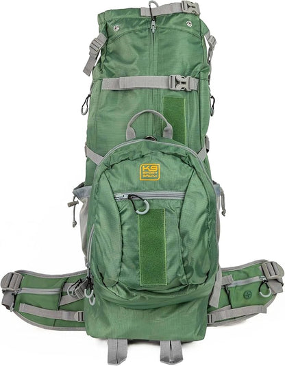 K9 Sport Sack Kolossus - Large, Myrtle Green - The Big Dog Backpack - Ideal for Dogs 20-22” Long - Fully Adjustable Pet Carrier - Doubles as a Professional-Grade 60L Hiking Pack