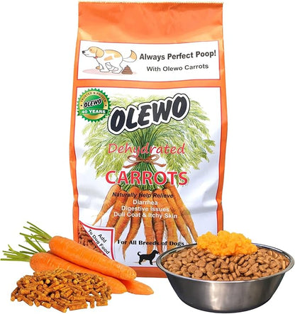 Olewo Original Carrots for Dogs – Fiber for Perfect Poop, Dog Food Toppers for Picky Eaters, Natural Skin &amp; Coat Support, Multivitamin, Probiotics for Digestive and Gut Health, 5.5 lbs