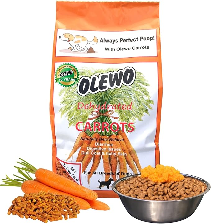 Olewo Original Carrots for Dogs – Fiber for Perfect Poop, Dehydrated Dog Food Toppers for Picky Eaters, Natural Skin &amp; Coat Support, Multivitamin, Probiotics for Digestive &amp; Gut Health, 2.2 lbs