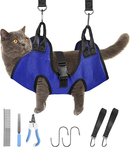 PatiencET Dog Grooming Hammock, Pet Grooming Hammock for Cats &amp; Dogs, Dog Holder for Nail Trimming, Cat Sling for Nail Trimming with Nail Clippers/Trimmer, Nail File, Pet Comb(XS)