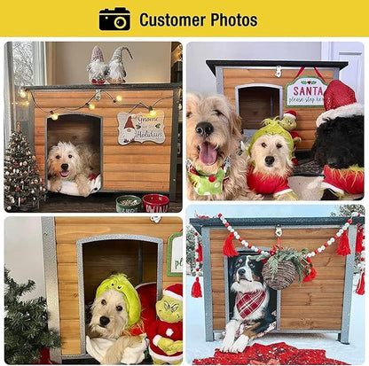 Aivituvin Dog House Outdoor &amp; Indoor Unique All-Around Iron Frame Dog Kennel for Winter with Raised Feet Weatherproof for Small &amp; Medium &amp; Large Dogs