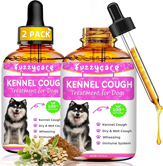 2 Pack Dog Cough Treatment，Natural Kennel Cough Medicine for Dogs,Effective Kennel Cough Treatment and Allergy Relief, Herbal Drops for All Breeds &amp; Sizes, Soothing Dog Cough Medicine