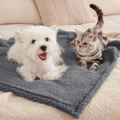 1 Pack 3 Calming Blankets Fluffy Premium Fleece Pet Blanket Soft Sherpa Throw for Dog Puppy Cat Beige Small (23" x16&
