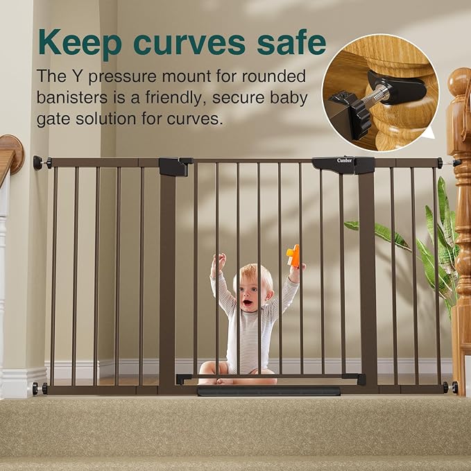 Cumbor 29.7-54.2" Wide Baby Gate for Stairs, Mom&