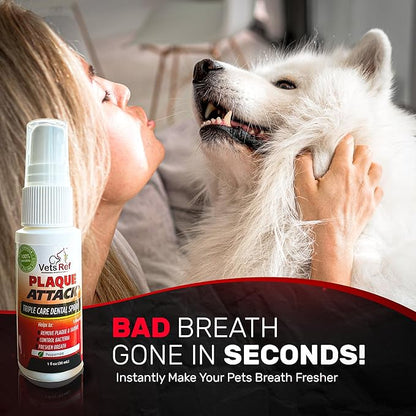 Pet Dental Spray, As Seen on TV, Eliminates Plaque &amp; Tartar, Helps with Plaque and Tartar and Provides Instant Fresh Breath - Includes 3 Months&