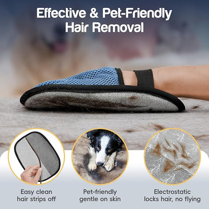 Upgraded Pet Hair Removal Gloves with 5-Finger Design,Reusable Electrostatic Mitts with Enhanced Grip, Quickly Remove Cat &amp; Dog Hair from Sofas, Beds, Clothes, Carpets，1PCS