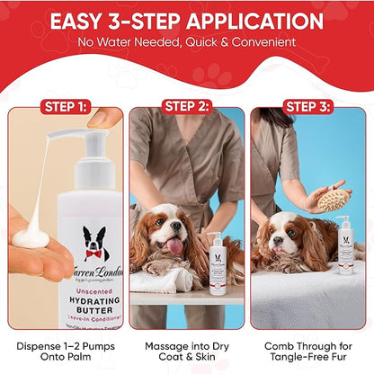 Warren London Hydrating Butter Leave in Pet Conditioner for Dogs | Lotion for Skin and Coat | Aloe Puppy &amp; Dog Conditioner for Hair Detangler, Dry Skin, &amp; Dandruff | Unscented 1gal