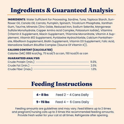 Solid Gold Wet Cat Food Shreds in Gravy - Healthy Canned Cat Food Made w/Real Tuna, Sardine, Vitamins, Minerals &amp; Taurine - Grain Free &amp; Gluten Free Canned Meals for Cats &amp; Kittens - 24ct/3oz Can