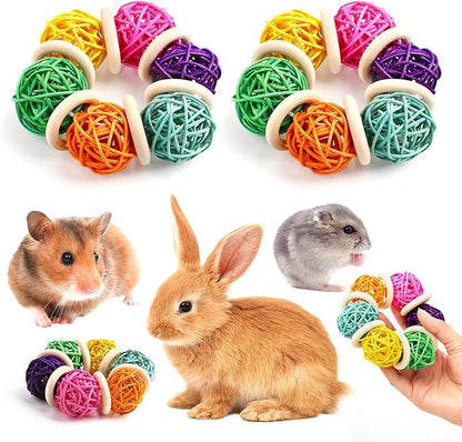 2 Pcs Natural Grass Chew Balls for Rabbits, Chinchillas, Hamsters &amp; Mice - Safe Dental Health Toys for Teeth Grinding, Chewing &amp; Dental Care, Small Animal Enrichment Chew Toys
