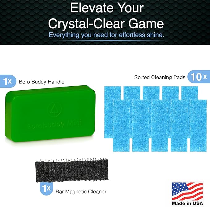 SNOWTREE Magnetic Glass Cleaner BoroBuddy | Glass Pieces, Bottles, Vases | Compact Design for Tighter Spaces &amp; Smaller Glass Pieces | Double Sided | Green