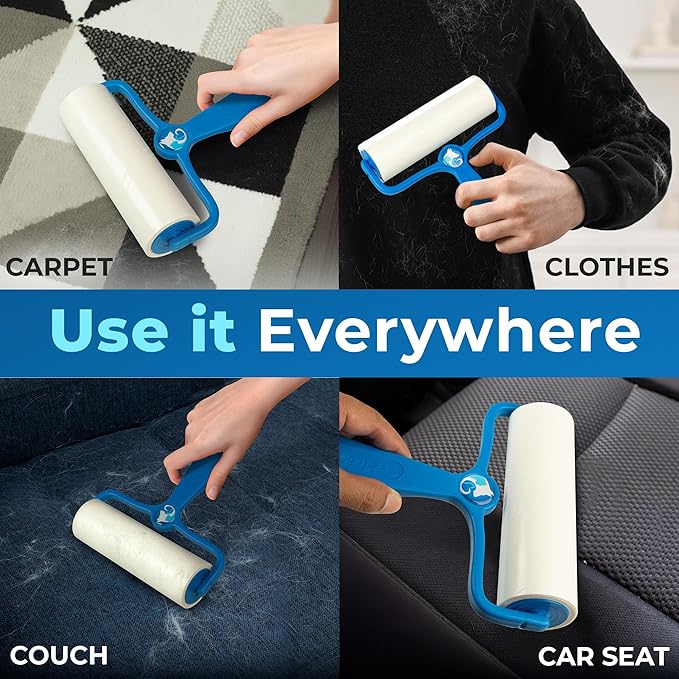 PetLovers 6.3" Large Lint Roller for Pet Hair Extra Sticky 360 Sheets, Ideal for Pet Hair Removal from Furniture &amp; Clothes, Dog and Cat Lint Remover 4 Pack