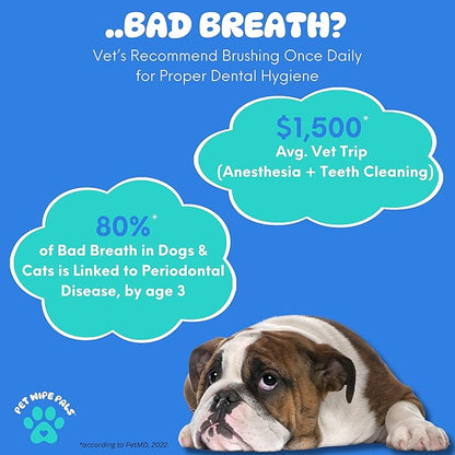 All-in-1 Dog Teeth Cleaning Wipes | Enzymatic Whitening + Premium Scrubbing Beads | No Mess, Pet Dental Wipes &amp; Finger Tooth Brushing Kit | Plant-Based Dental Care for Cats &amp; Dogs (60 Count)