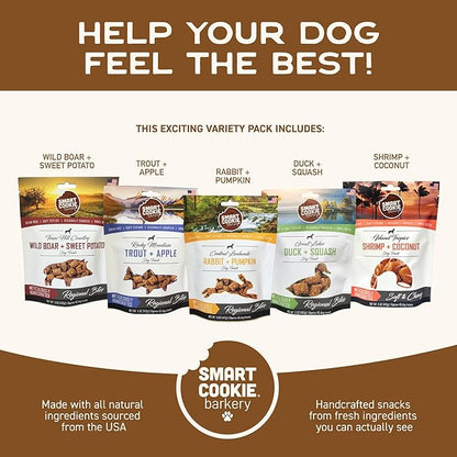 Smart Cookie All Natural Soft Dog Treats - 5 Flavor Variety Pack (5oz Each) - Healthy Dog Treats for Dogs &amp; Puppies with Allergies, Sensitive Stomachs - Chewy, Grain Free, Made in USA