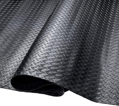 SEAL 6 x 15 Ft Premium Garage Floor Mat, Solid 2.8mm Thickened Black Commercial Grade Heavy Duty Parking Mat for Garage Floor, Golf Cart, Water/Stain Resistant Floor Runner (Embossed Diamond Plate)