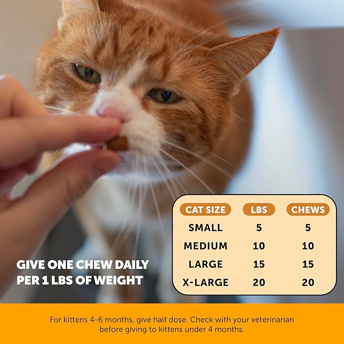 Cat Immune Support Lysine - Cat Allergy Relief - Sneezing, Runny Nose, Watery Eyes - Cat Supplements &amp; Vitamins with Omega 3s, L-Lysine, Antioxidants, Colostrum - Chicken (30 Day Supply)