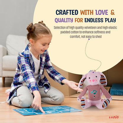 Lumio Musical Stuffed Animal Plush Toy with Lights &amp; Sounds - Cute Interactive Toy for Newborns, and 3 6 12 to 48 Months (Bunny)
