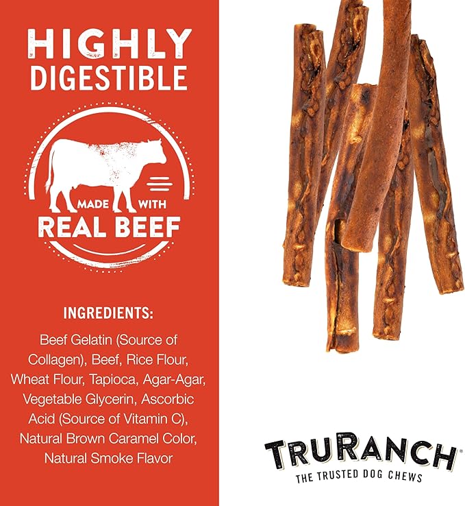 Collagen Rolls - 9" Collagen Rolls for Dogs - Long Lasting Healthy Joint Support - Rawhide Alternative - Skin &amp; Coat Health - Made with Real Beef, Value Pack, 15 Bags, 45 Count