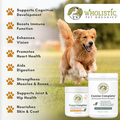 Wholistic Pet Organics Canine Complete - Dog Multivitamin Powder - 1 Lb - Daily Dog Vitamins and Supplements for Homemade Food - Immune System, Skin, Coat &amp; Overall Health - Small and Large Breed