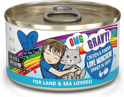 Weruva B.F.F. OMG - Best Feline Friend Oh My Gravy!, Love Munchkin! with Chicken &amp; Pumpkin in Gravy Cat Food, 2.8oz Can (Pack of 12)