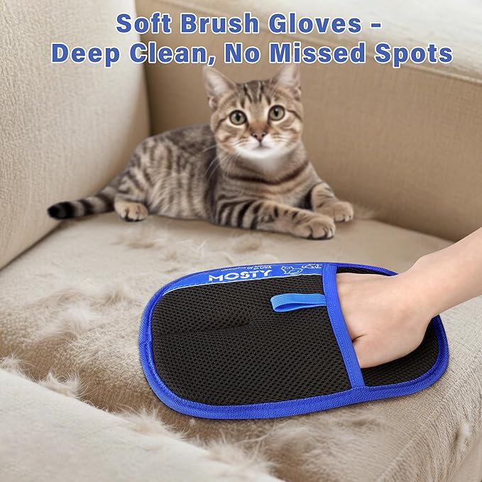 Pet Hair Removal Glove,Double Sided Electrostatic, Reusable Cat &amp; Dog Hair Remover Mitt for Furniture, Couch, Carpet, Car Seat, Quick Cleaning Grooming Glove,1Pcs