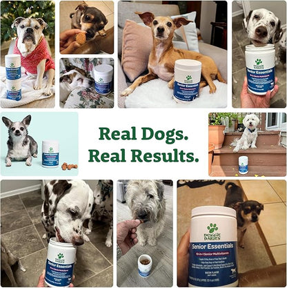 Doggie Dailies Senior Essentials Multivitamin for Dogs Soft Chews | Advanced Dog Multivitamin | Nutritional Support for Joints, Skin &amp; Coat, Digestion, and the Immune System | Bacon Flavor | 120 Count