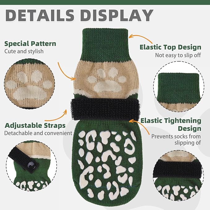 KOOLTAIL Dog Socks for Hot/Cold Pavement to Prevent Licking Paws Scratching,Anti Slip Pet Boots&amp;Paw Protector for Hardwood Floors,Traction Control Grip Booties for Small Medium Large Senior Dogs M