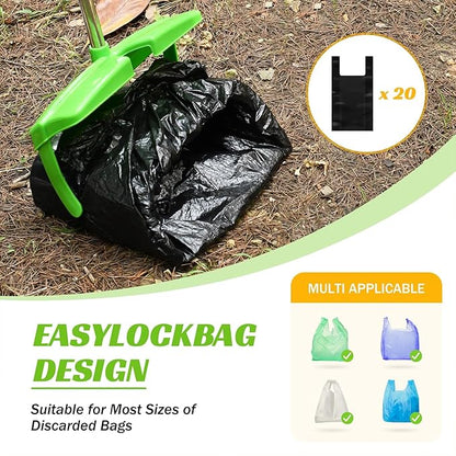 Pooper Scooper with Bag Attachment, 50 inches Long Handle Pooper Scooper, Poop Scooper for Dogs, Dog Poop Scooper for Yard, Pooper Scooper for Large Dogs Heavy Duty, Poop Scooper Bin &amp; Rake