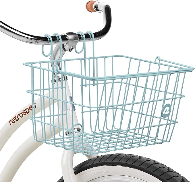 Retrospec Apollo-Lite Lift-Off Bike Basket - Detachable Steel Handlebar Basket with Carrying Handle for Commuting, Shopping &amp; Beach Trips - 14.5in x 9.5in Weather-Resistant Biking Gear