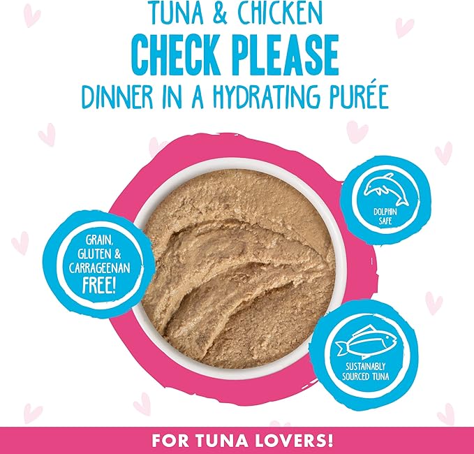 Weruva B.F.F. Play - Best Feline Friend Paté Lovers, Aw Yeah!, Tuna &amp; Chicken Check Please! with Tuna &amp; Chicken, 2.8oz Can (Pack of 12)