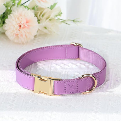 PET ARTIST PU Leather Dog Collar, Bright &amp; Stylish Purple Dog Collar Girl with Quick Release Gold Metal Buckle, Soft Nylon Padded Durable Pet Collars Adjustable for Medium Dogs, Neck Fit 13-19"