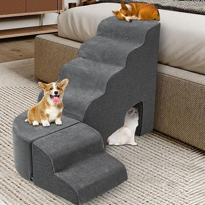 Update Stable Dog Stairs &amp; Steps Ramps for High Beds 30 inches High Tall, LitaiL 6 Step Pet Stairs Steps for High Beds 30 inch Large Dogs, Non-Slip Dog Ramps for Small Dogs, Older Cat
